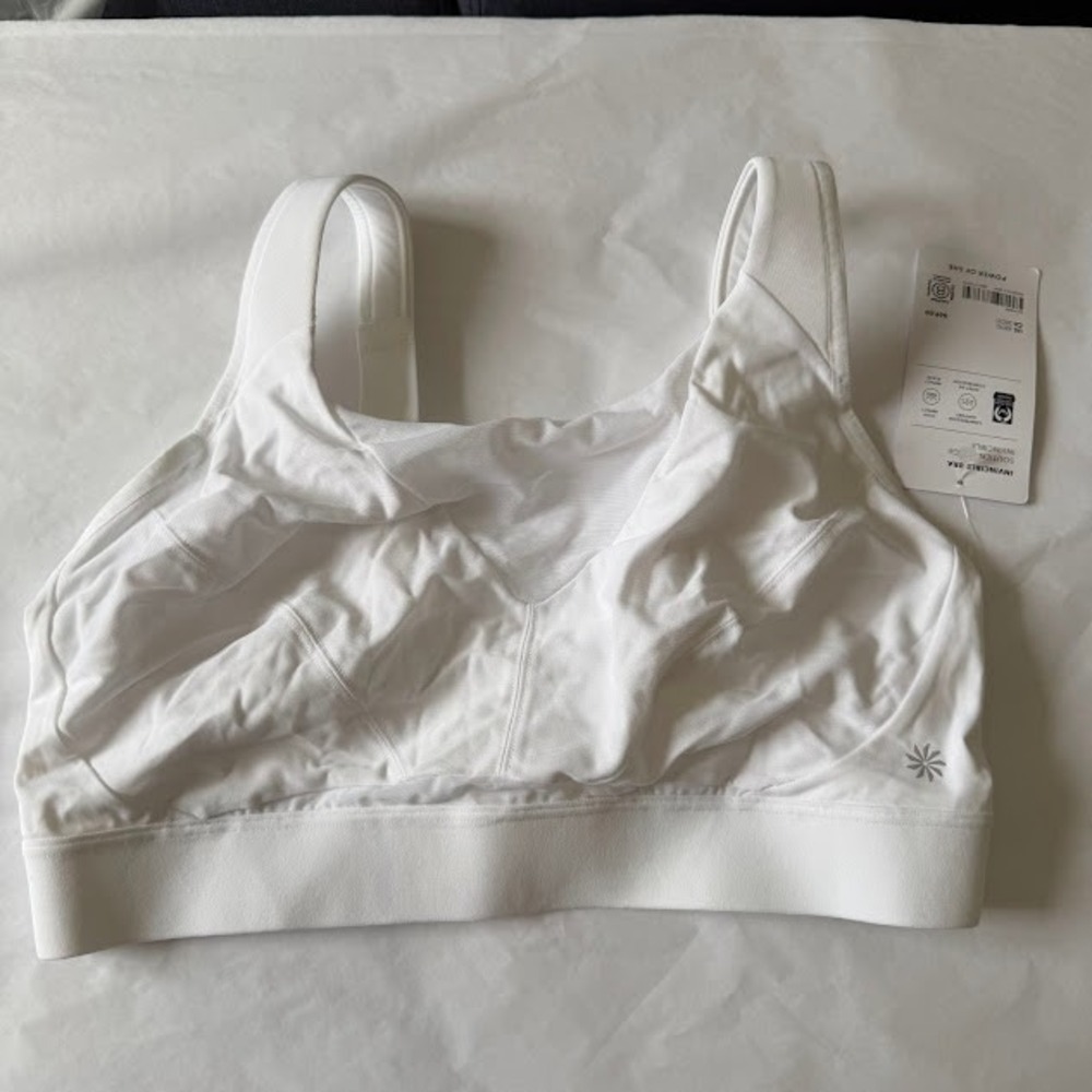 New w/ Tags Athleta White Invincible High Impact Lightweight Sports Bra‎ 38DD